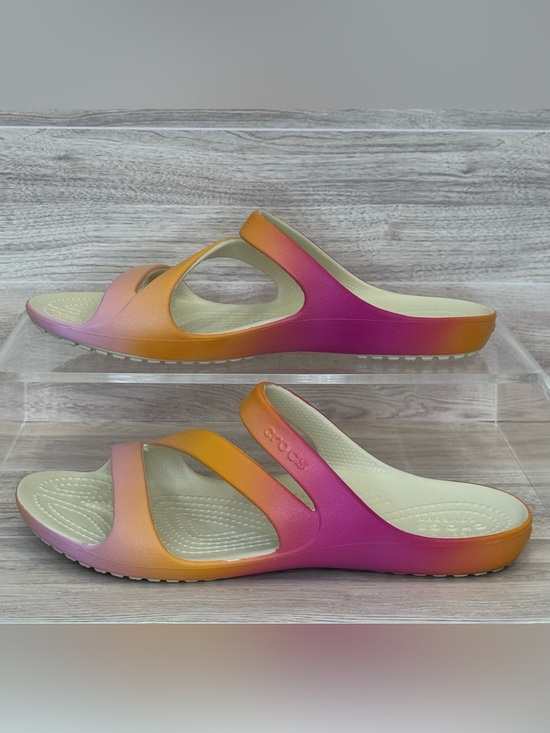 CROCS Shoes - CROCS Kadee II Ombré Women’s Orange-to-Pink Gradient Slide Sandle